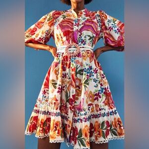 FARM Rio Spring Bananas Belted Midi Dress